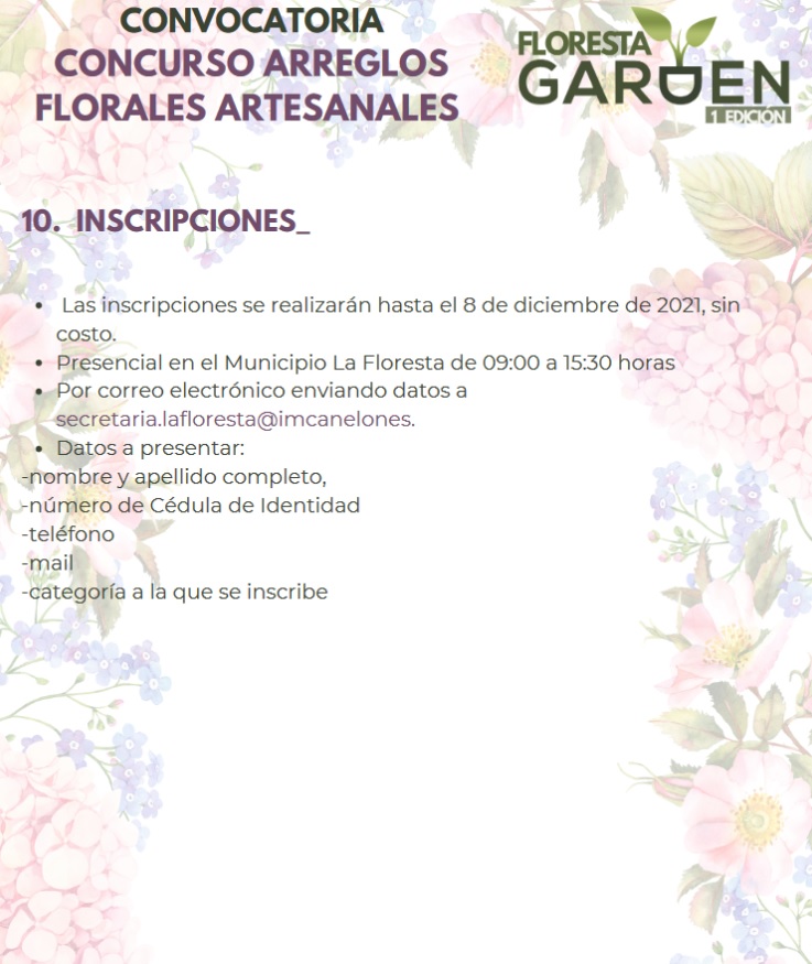 Bases del concurso de arreglos florales - Floresta Garden 2021