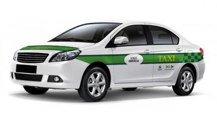 Nuevo formato visual del taxi, color verde y blanco con logo de la Intendencia. de Canelones